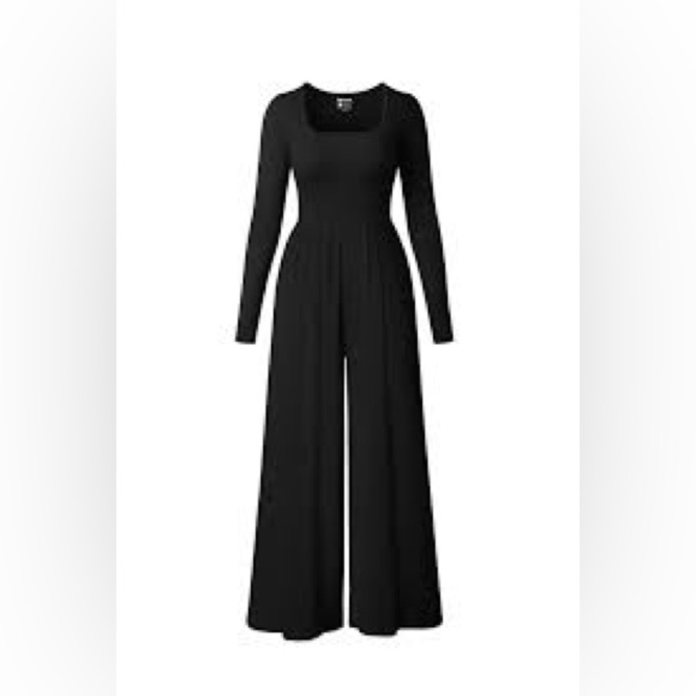 New OQQ Elegant Long Sleeve Wide Leg Black Jumpsuit size S and M